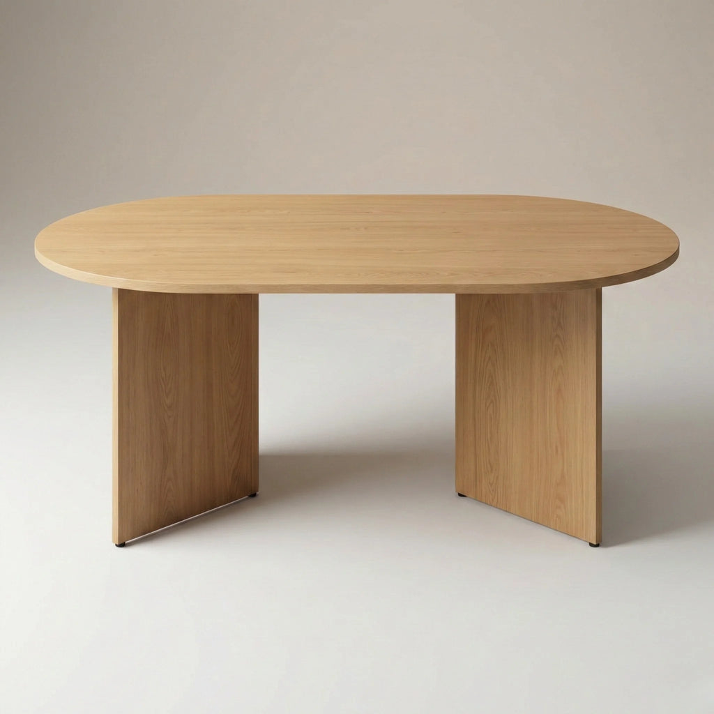 Table basse ovale design moderne – Bois clair effet hêtre 110 cm