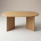 Table basse ovale design moderne – Bois clair effet hêtre 110 cm