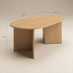 Table basse ovale design moderne – Bois clair effet hêtre 110 cm