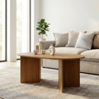 Table basse ovale design moderne – Bois clair effet hêtre 110 cm