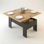 Table basse relevable rectangulaire convertible 100 cm – Bois clair & noir moderne