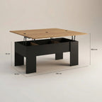 Table basse relevable rectangulaire convertible 100 cm – Bois clair & noir moderne