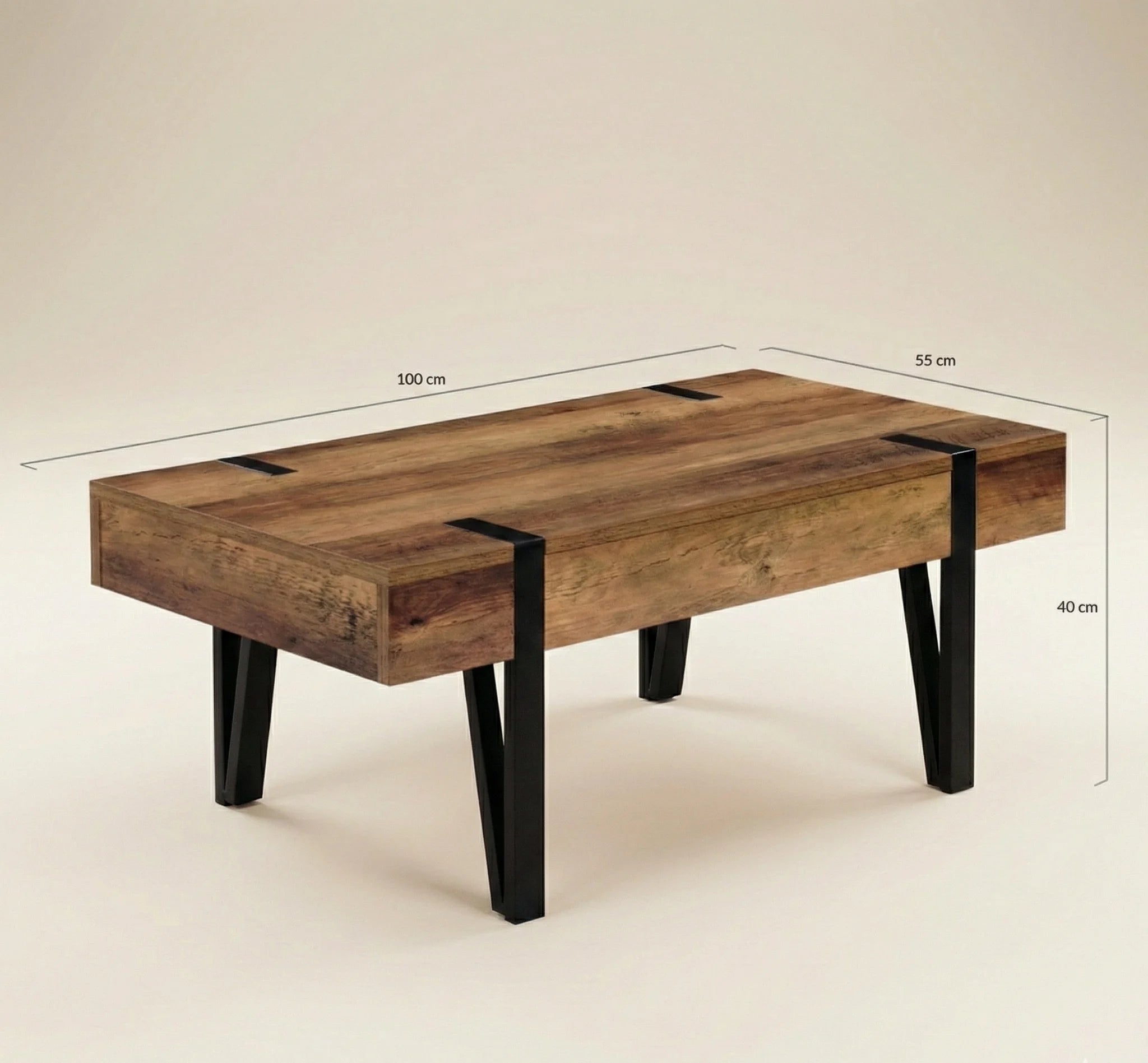Table Basse Scandinave Bois avec Tiroir – Pieds Épingle Métal – Style Nordique